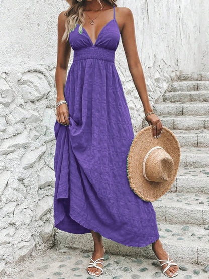 Crisscross V-Neck Maxi Cami Dress Purple