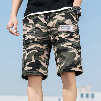 Washed Overalls Camouflage Shorts Men