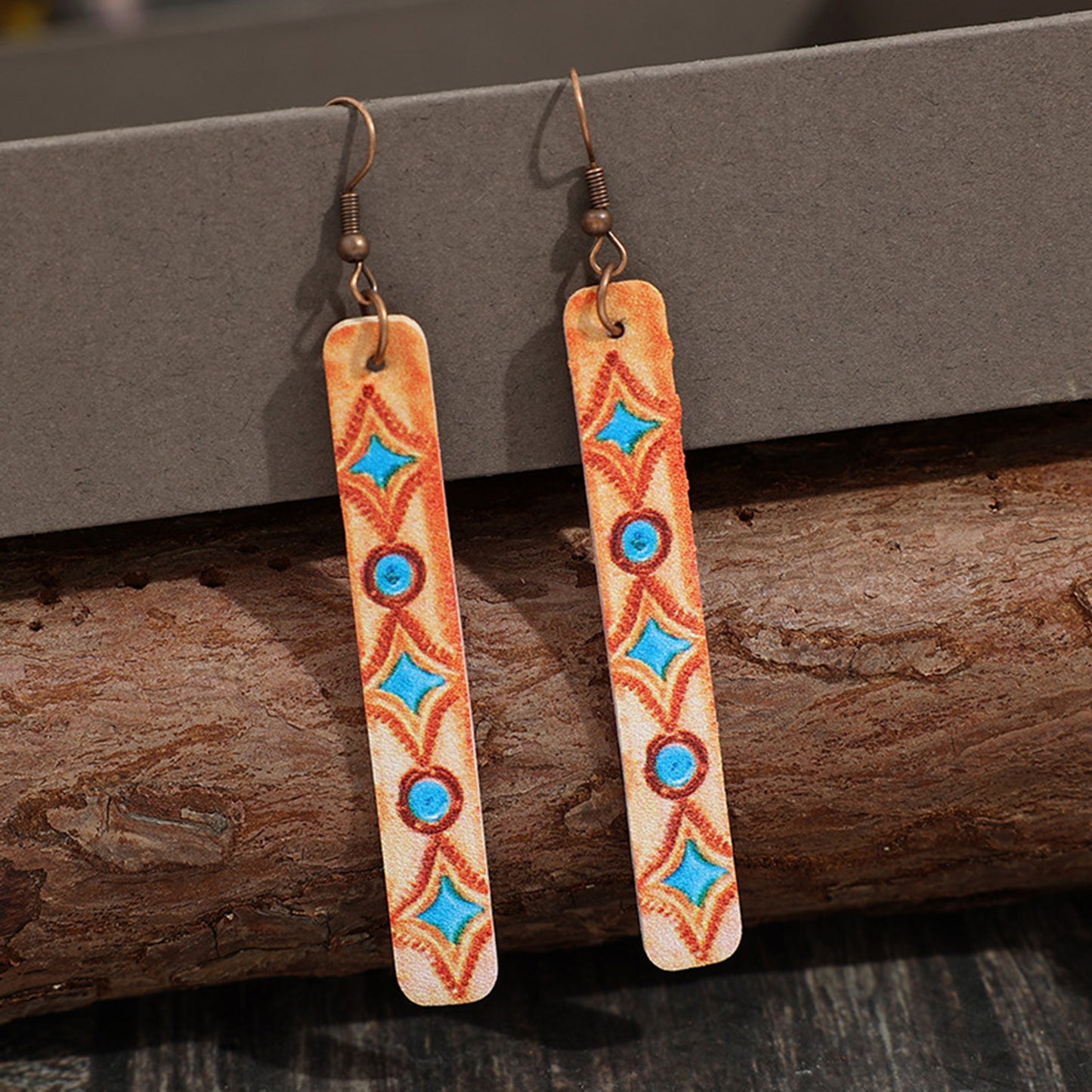 Geometric Leather Bar Earrings - Thandynie