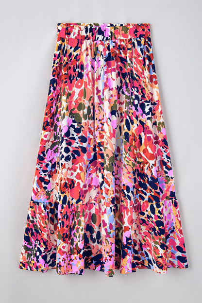 Printed Elastic Waist Skirt