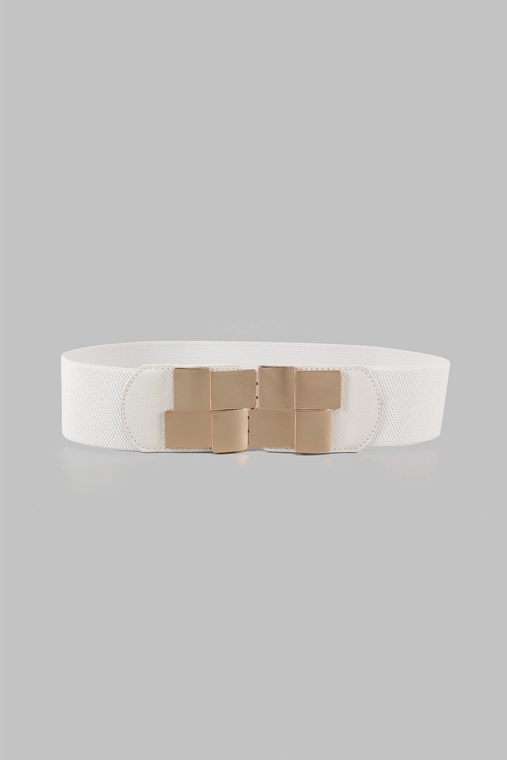 Geometric Buckle Elastic Wide Belt White One Size