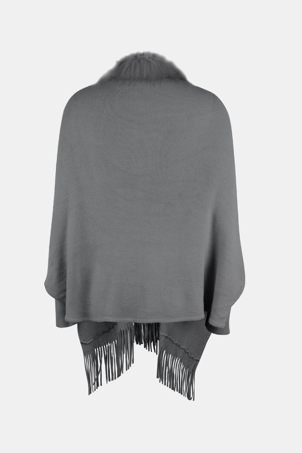 Fringe Open Front Long Sleeve Poncho - Thandynie