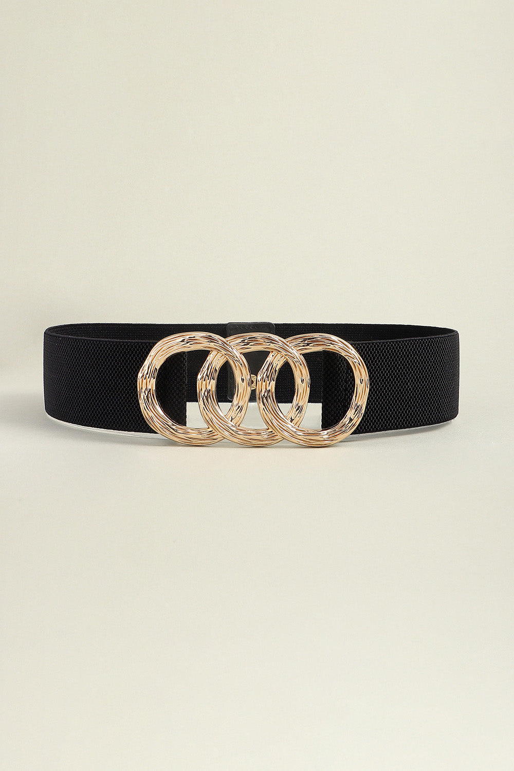 Zinc Alloy Buckle Elastic Wide Belt Black One Size