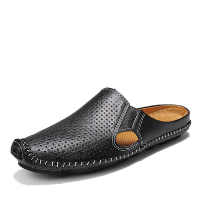 Breathable Stylish Semi-slippers Men's Hollow Black