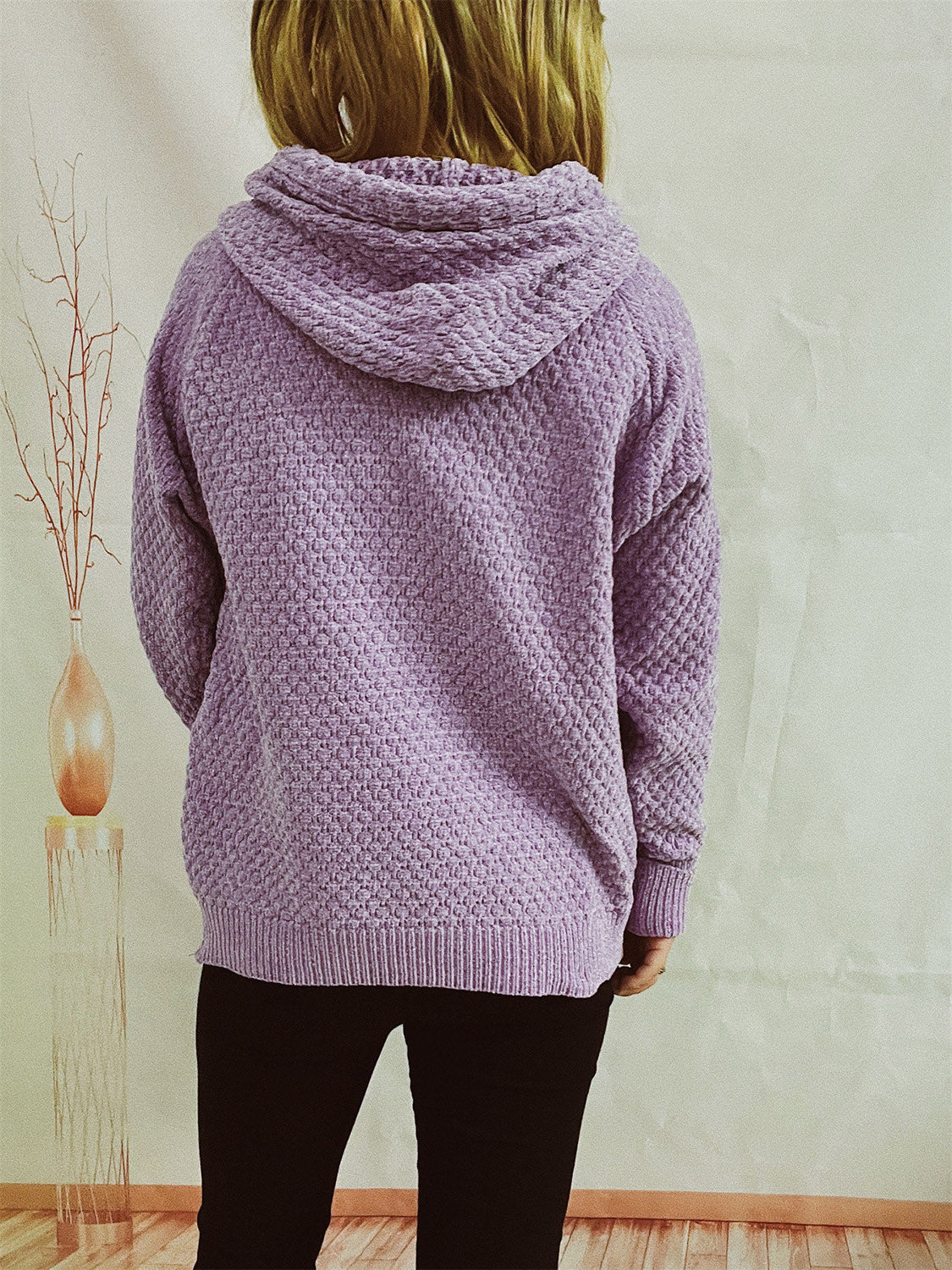 Drawstring Long Sleeve Hooded Sweater