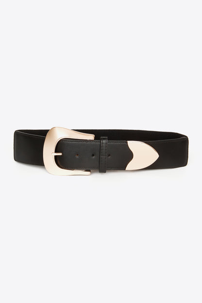 Elastic Wide PU Belt Black One Size