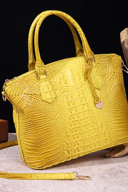 PU Leather Handbag Yellow One Size