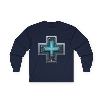 Long Sleeve Tee with Unique Technology Design – Sleek and Modern Tech-Inspired Shirt for Casual Wear and Tech Enthusiasts Navy