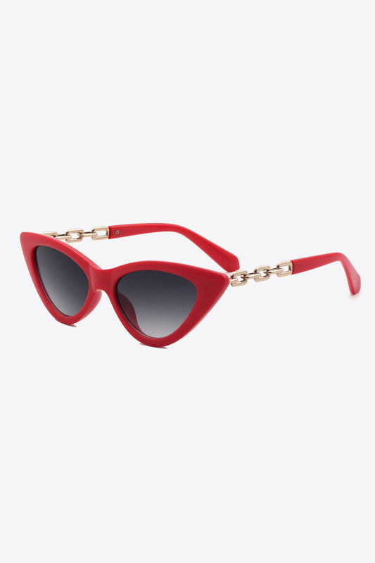 Chain Detail Cat-Eye Sunglasses Deep Red One Size