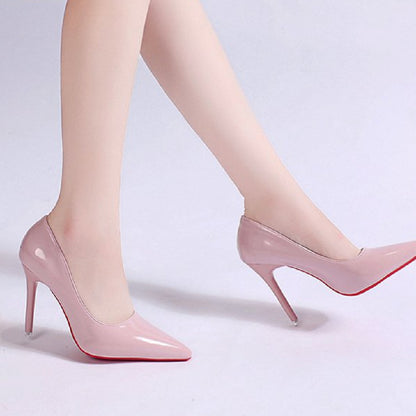 Pumps Women's Stiletto Heel Pointed Toe Sexy High Heels Shallow Mouth Super High Heel Solid Color Pink 8cm