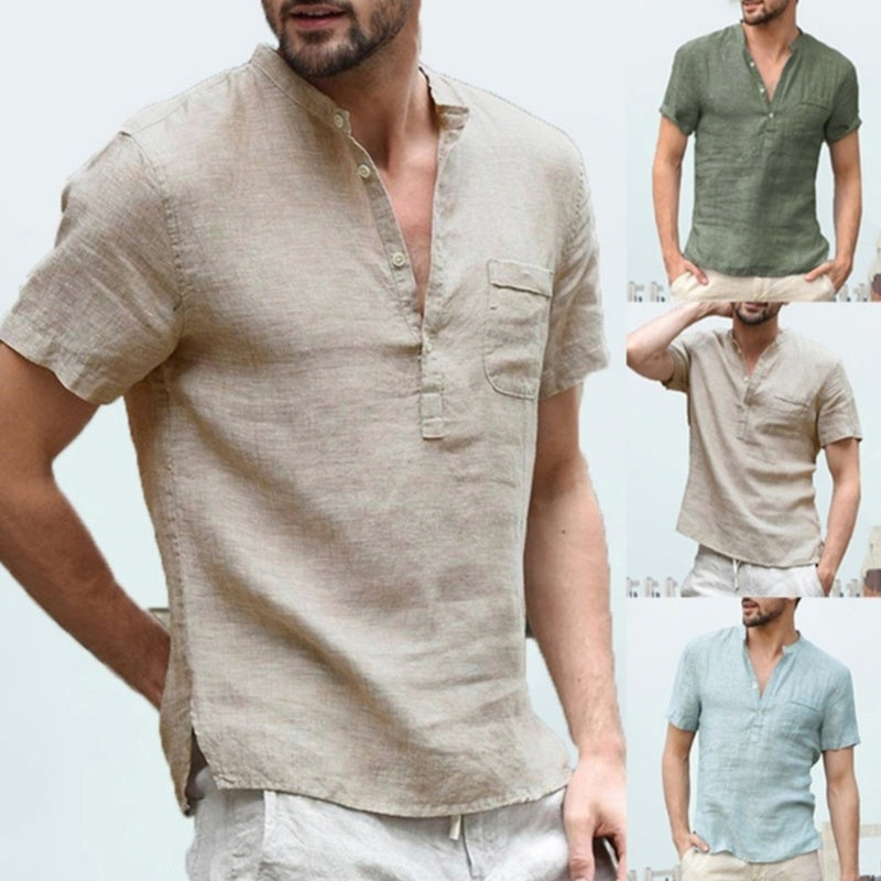 Men's Casual Linen Polo Shirt