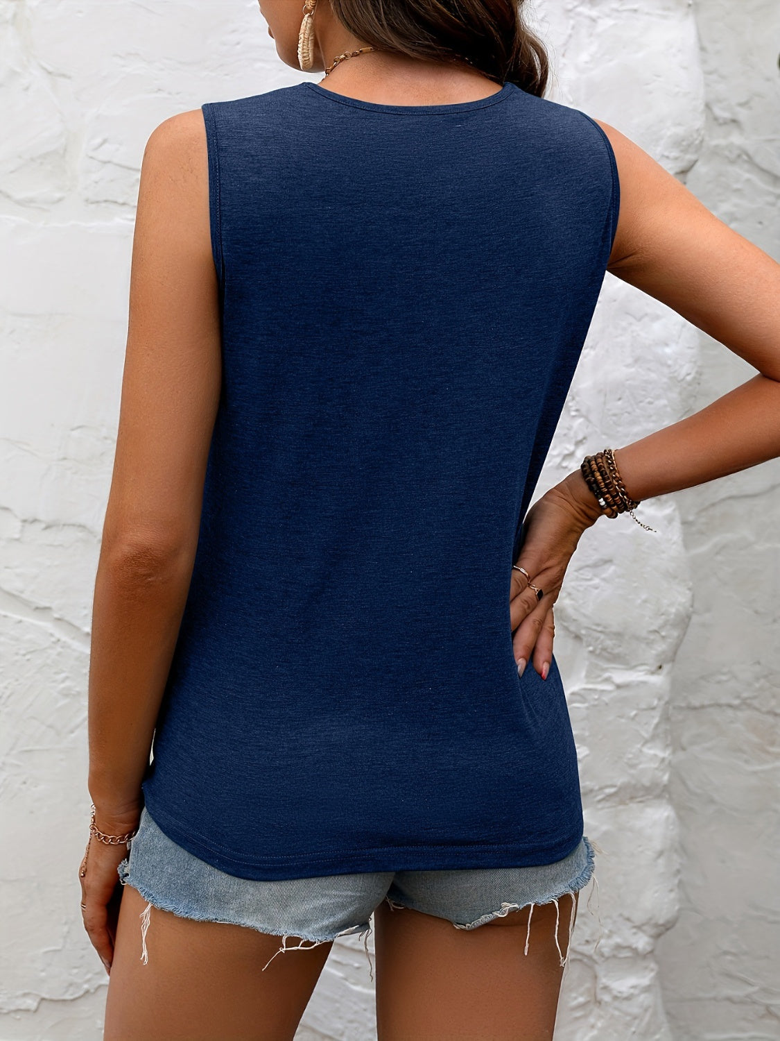 Lace Detail Heathered Tank - Thandynie