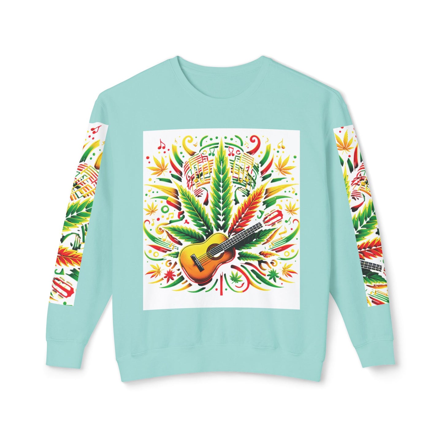 Music and Weed Vibes - Unisex Lightweight Crewneck Sweatshirt Chalky Mint