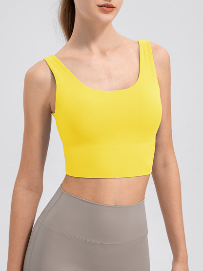 Scoop Neck Wide Strap Active Tank Yellow