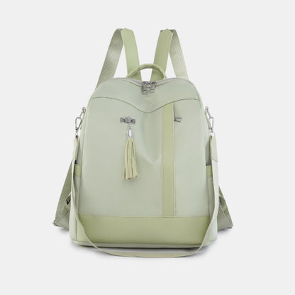 Tassel Oxford Cloth Backpack Bag Light Green One Size