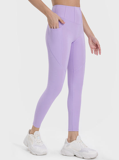 Pocketed High Waist Active Leggings Lavender