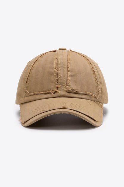 Distressed Adjustable Baseball Cap Camel One Size