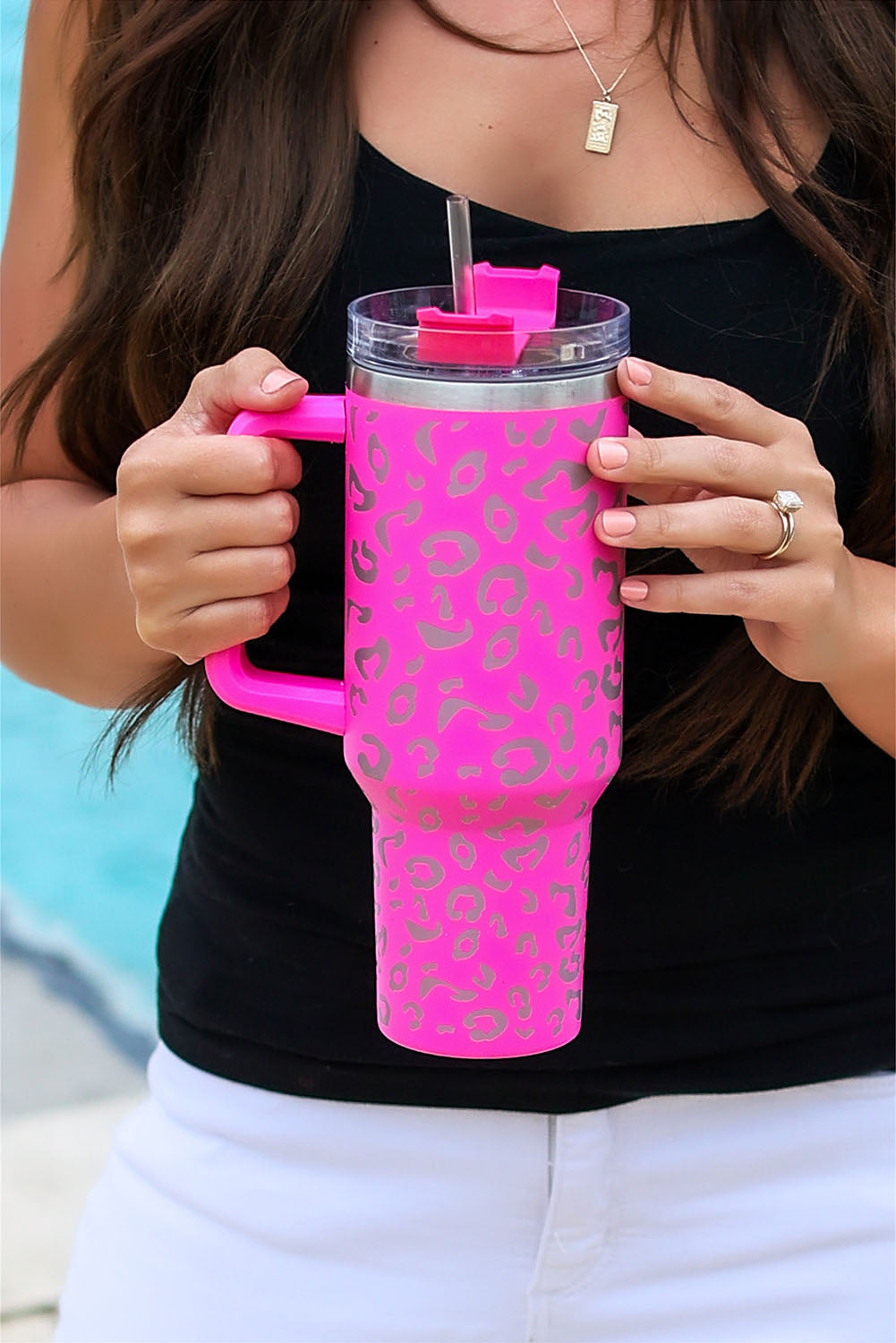 Rose Leopard Spotted 304 Stainless Double Insulated Cup 40oz Rose ONE SIZE 304 stainless steel