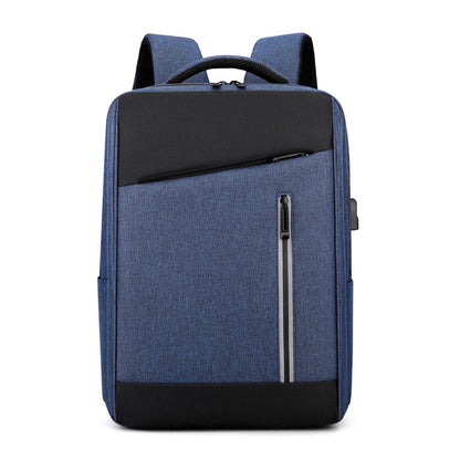 Backpack Large Capacity With Charging USB Business Casual Computer Bag Dark Blue