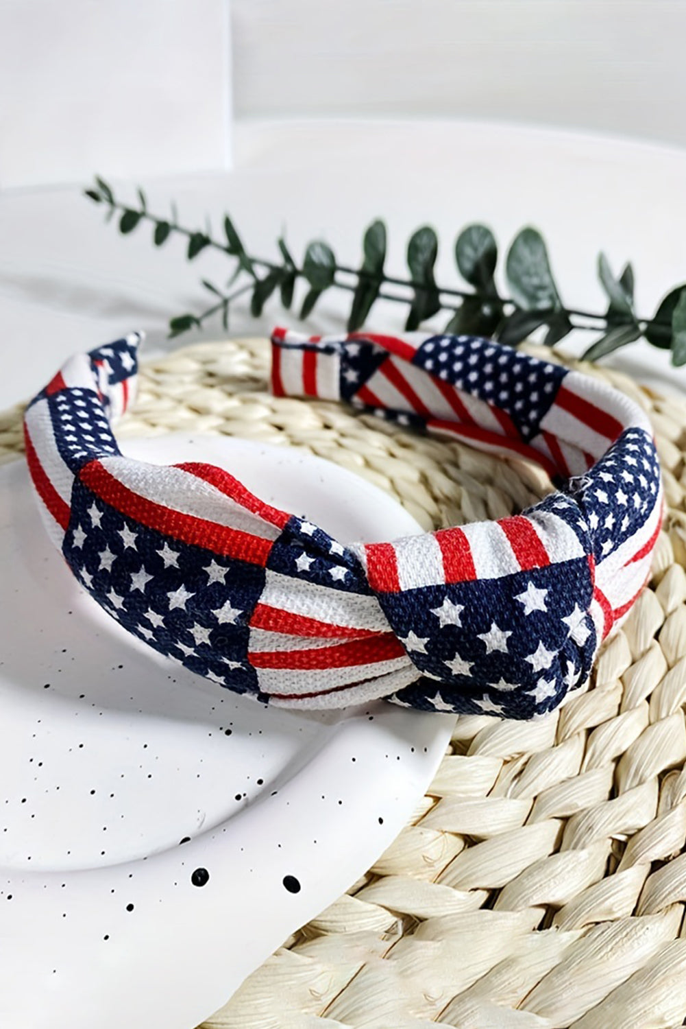 Navy Blue Flag Day Knotted Headband Navy Blue ONE SIZE Canvas