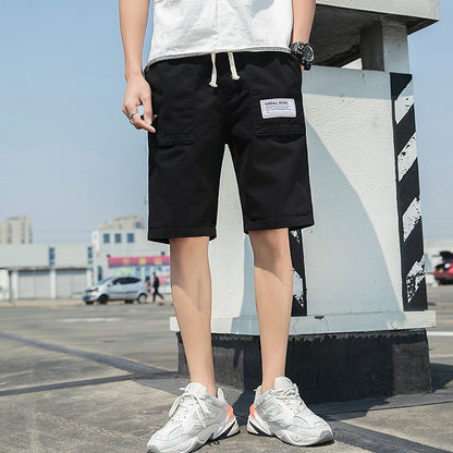 Washed Overalls Camouflage Shorts Men Black