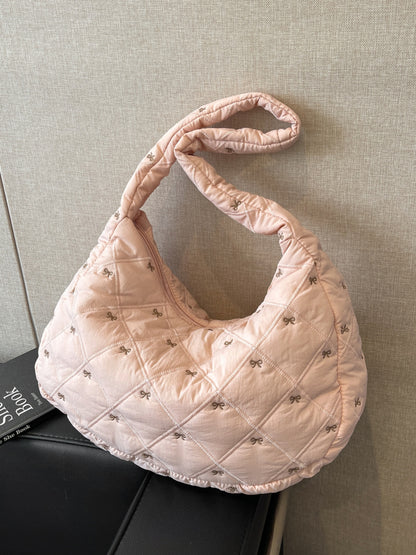 Bow Polyester Shoulder Bag Pink One Size