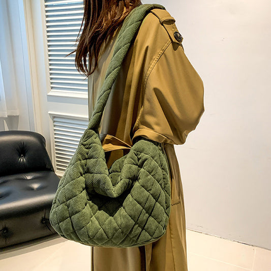 Corduroy Medium Shoulder Bag Matcha Green One Size