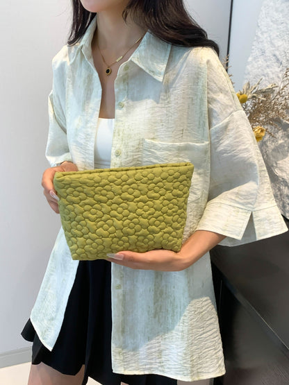 Flower Texture Polyester Clutch Lime One Size