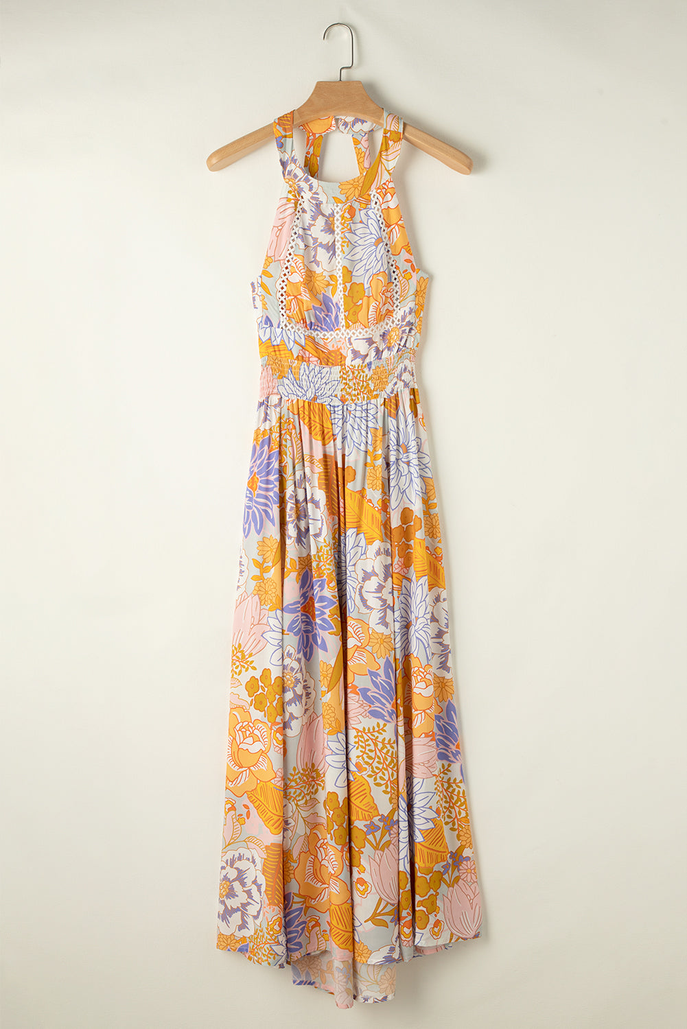 Tied Printed Grecian Sleeveless Maxi Dress - Thandynie