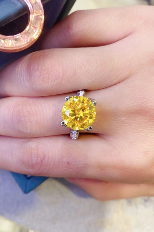 5 Carat Moissanite 925 Sterling Silver Ring in Banana Yellow Yellow