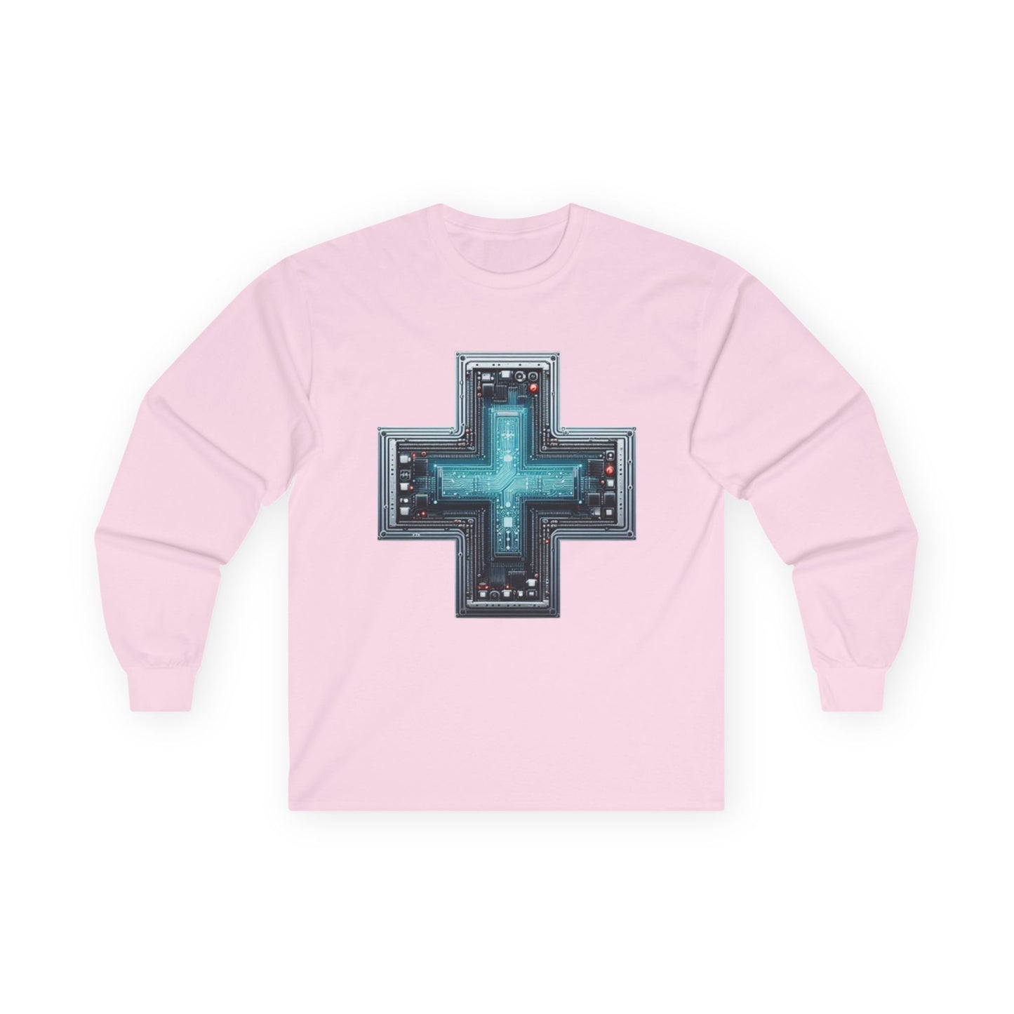 Long Sleeve Tee with Unique Technology Design – Sleek and Modern Tech-Inspired Shirt for Casual Wear and Tech Enthusiasts Light Pink