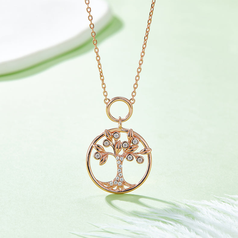 Moissanite 925 Sterling Silver Tree Of Life Pendant Necklace - Thandynie