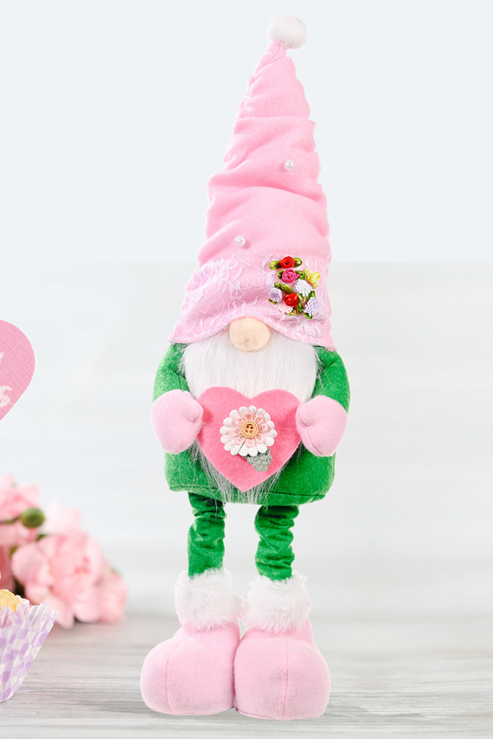 Mother's Day Pearl Decor Faceless Gnome Green One Size