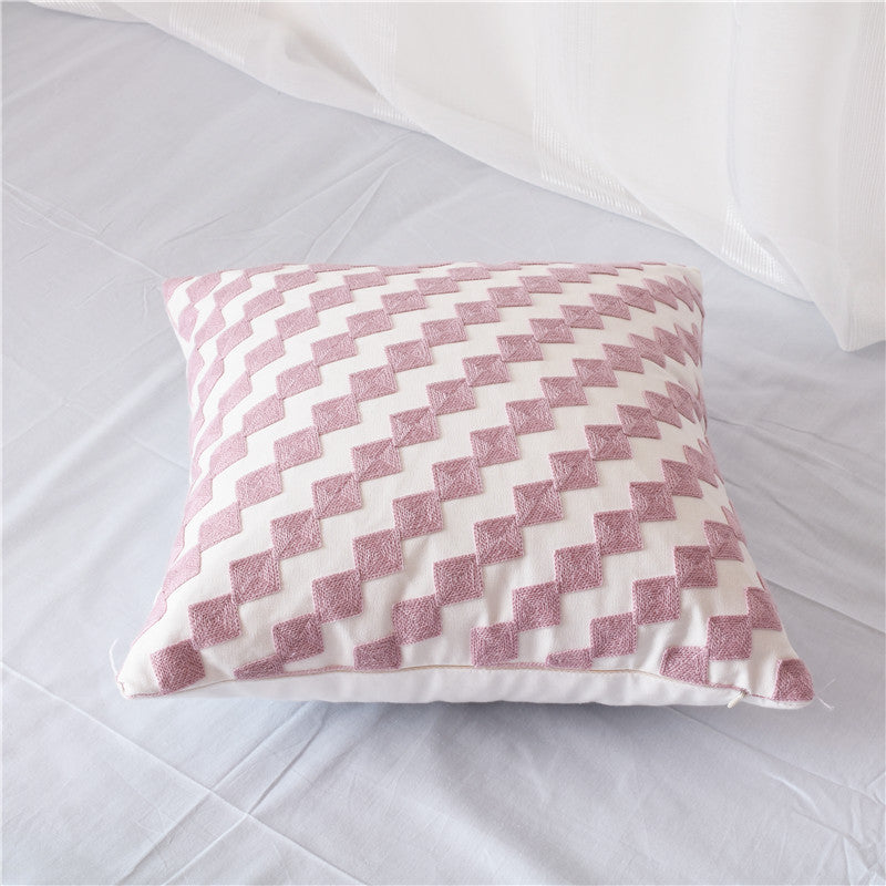 Geometric cotton embroidered pillowcase Grillwork