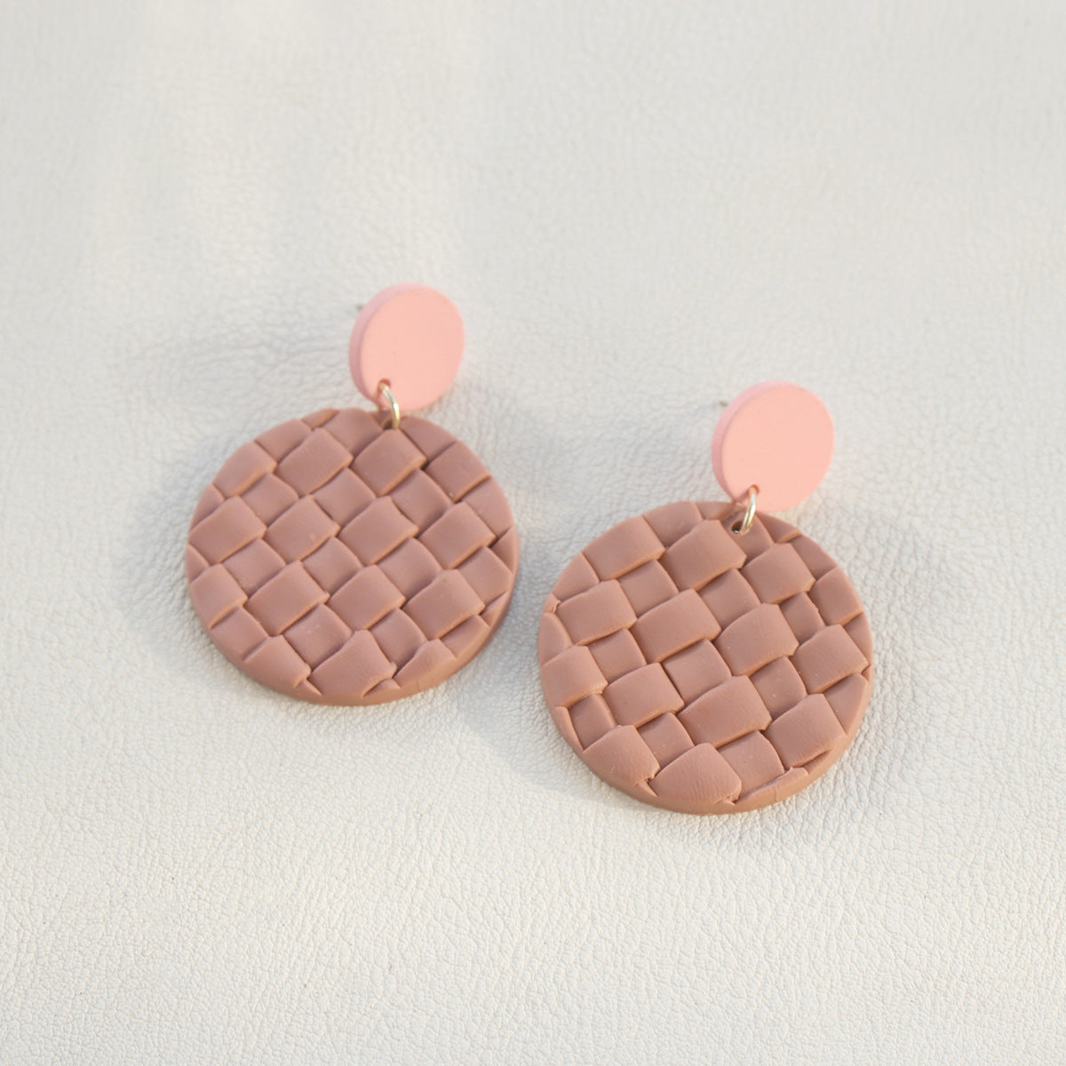 Soft Pottery Round Braided Earrings Dusty Pink One Size