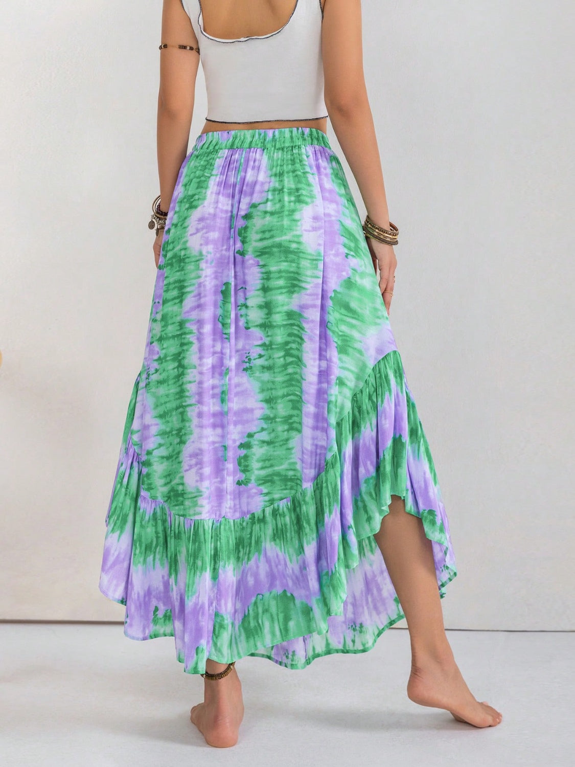 Tie-Dye Ruffle Hem Skirt - Thandynie