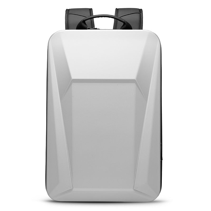 Business Backpack Men's Plastic Hard Case Computer Bag Silver And White Upgrade