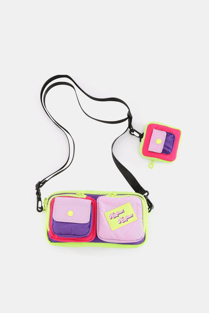 Himawari Removable Strap Nylon Crossbody Bag with EarPods Bag Pink One Size