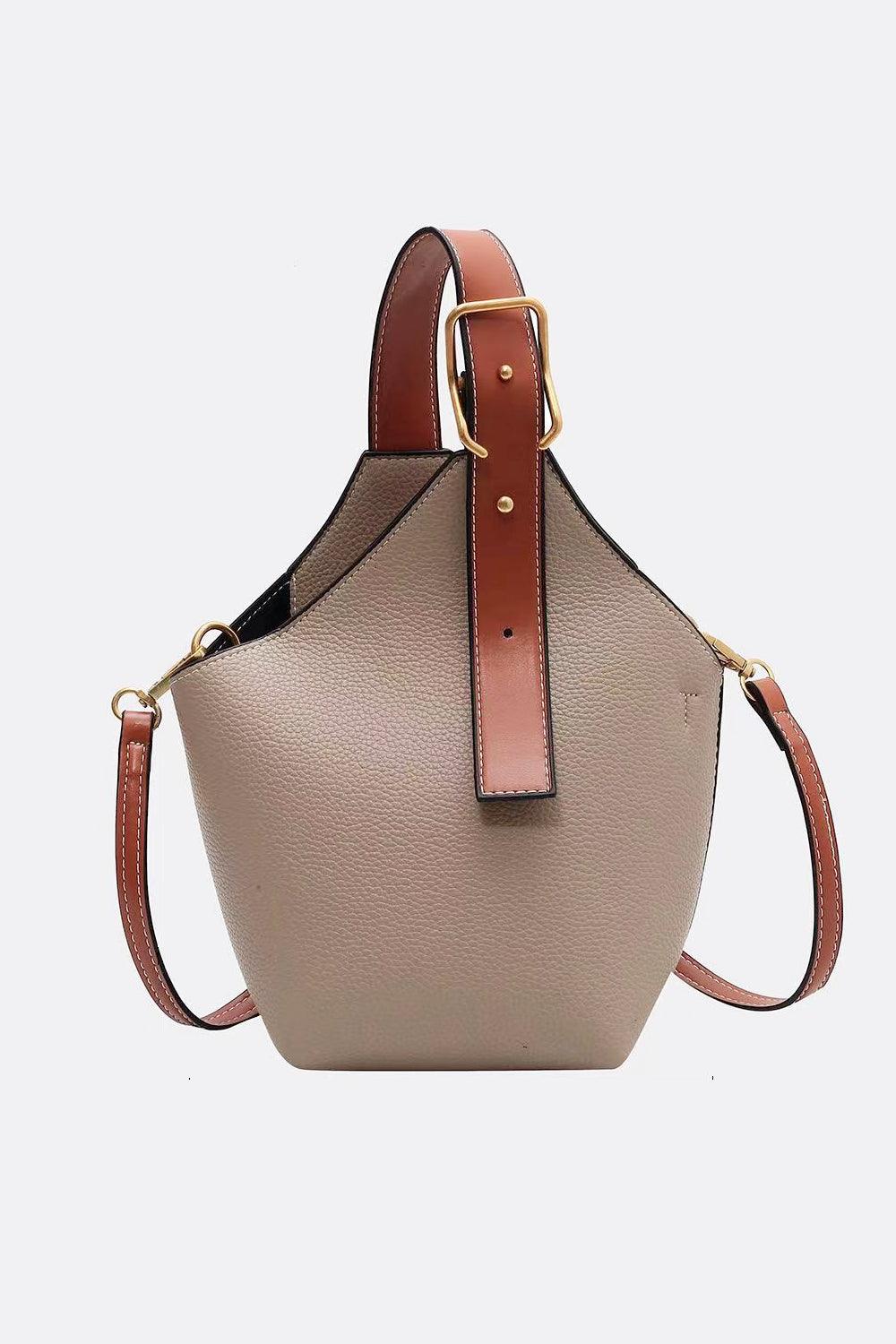 Fashion PU Leather Bucket Bag Mocha One Size