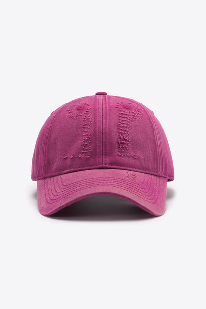 Distressed Adjustable Baseball Cap Cerise One Size