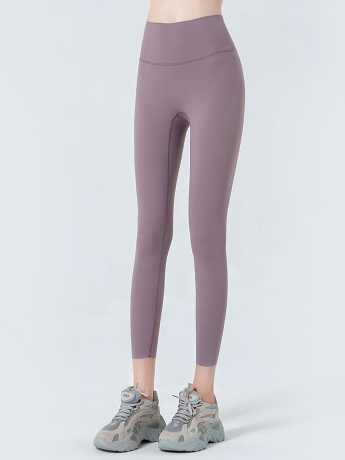 Wide Waistband Cropped Sports Leggings Lilac