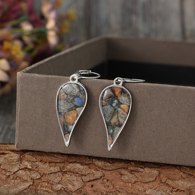 Natural Stone Dangle Earrings Silver One Size