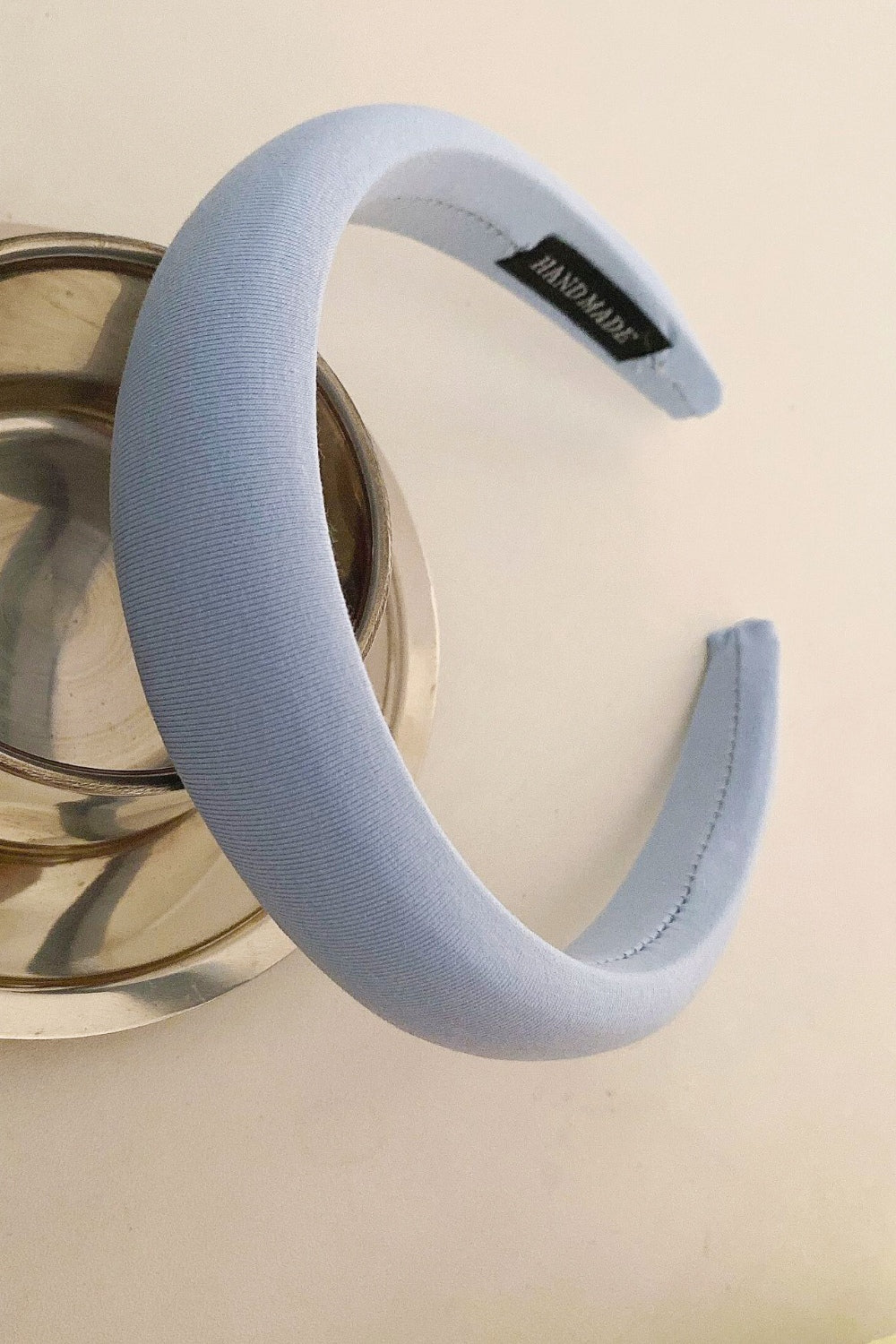 Solid Polyester Wide Headband Light Blue One Size