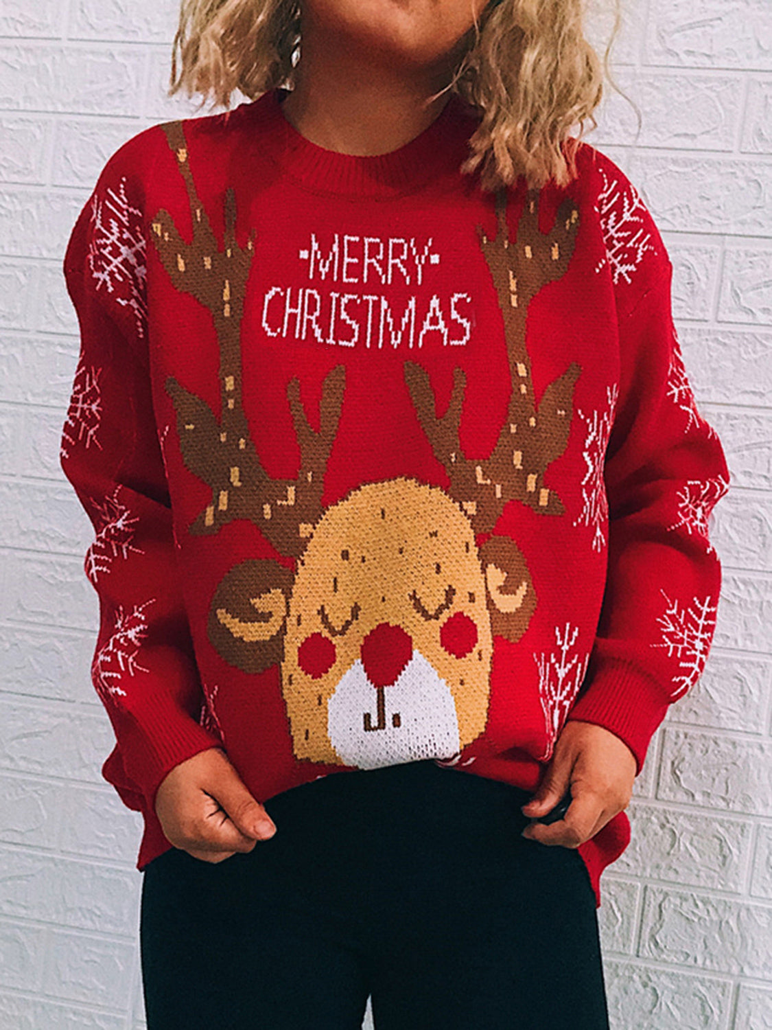 Christmas Element Long Sleeve Sweater Red