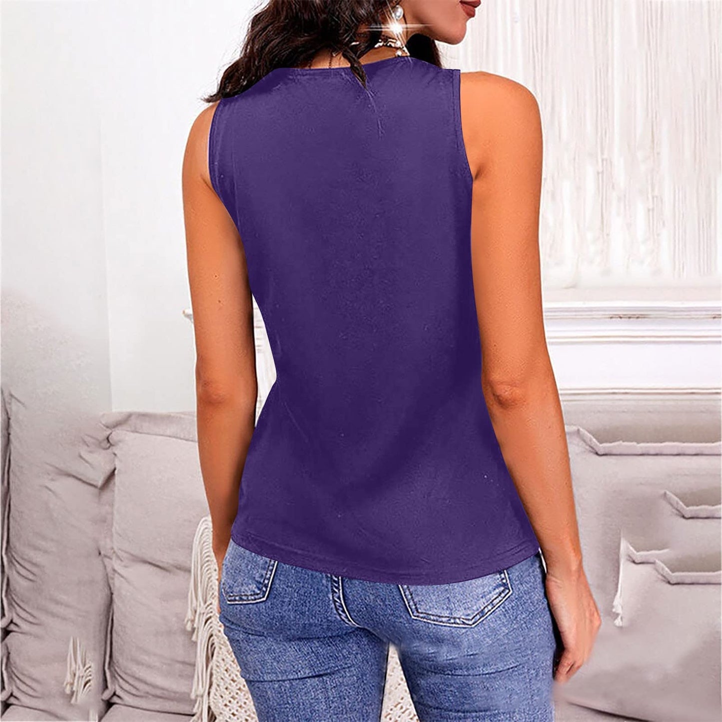 Full Size V-Neck Wide Strap Tank - Thandynie