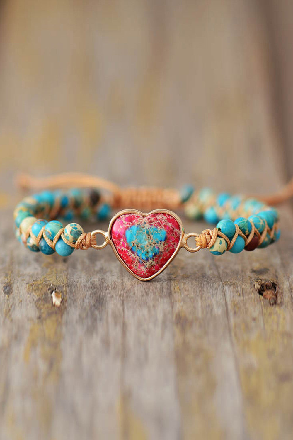 Handmade Heart Shape Natural Stone Bracelet - Thandynie