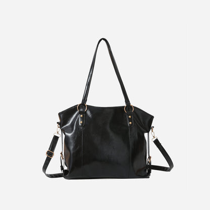 PU Leather Tote Bag Black One Size