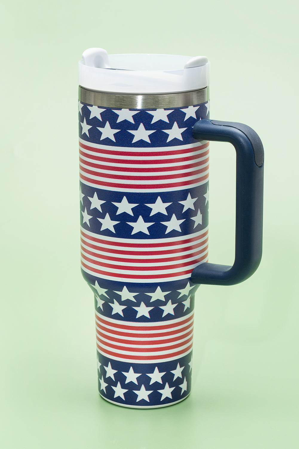 Bluing Stars and Stripes Print Handled Thermos Cup 40oz Bluing ONE SIZE 100%Alloy