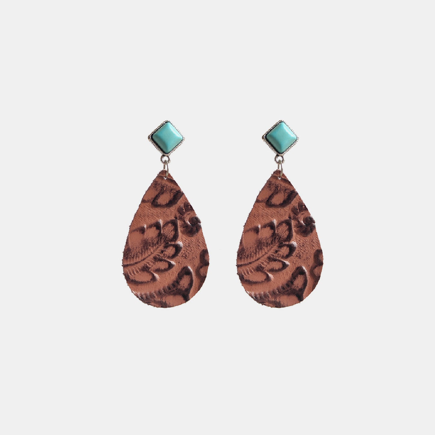Artificial Turquoise Teardrop Earrings Caramel One Size