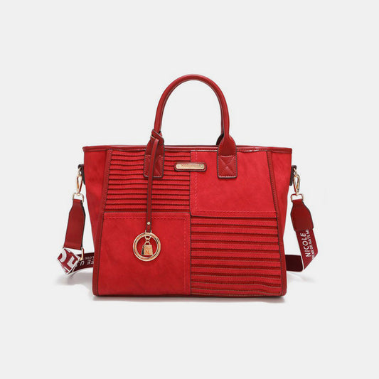 Nicole Lee USA Scallop Stitched Handbag RED One Size